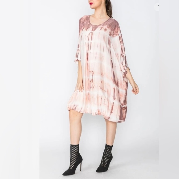IC Collection Kaftan Dress Bubble Hem Dusty Pink Sz X-Large NEW WITH TAGS - Picture 1 of 8